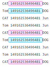 非打印字符夹着的数字，且右侧为DOG