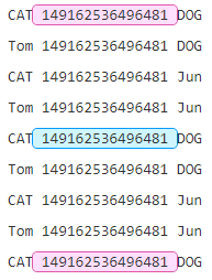 非打印字符夹着的数字，且左侧为CAT，右侧为DOG