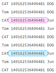 非打印字符夹着的数字，且左侧为CAT，右侧不为DOG